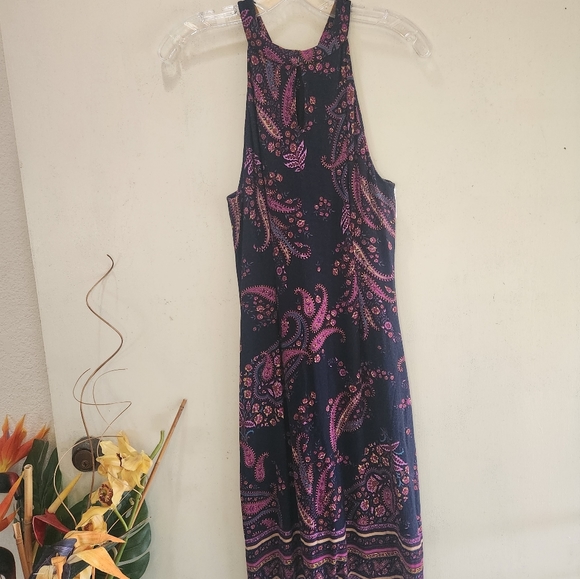 Tommy Bahama Spring Summer XS Navy Blue Purple Paisley Sleeveless Dress - Picture 5 of 11